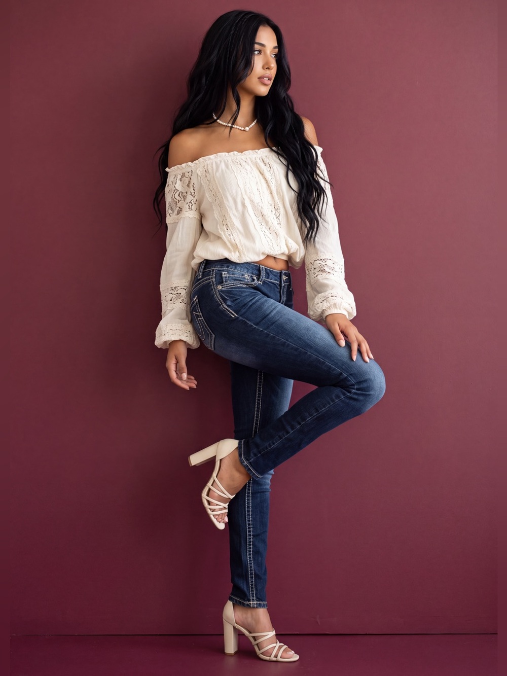 Maurices Dark Indigo Skinny Jeans with Contrast Stitching